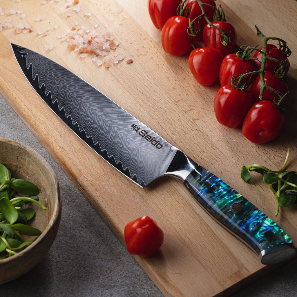 SeidoknivesAwabiGyutoDamascusSteelChefKnife1.jpg Awabi Gyuto Chef Knife - Image 1